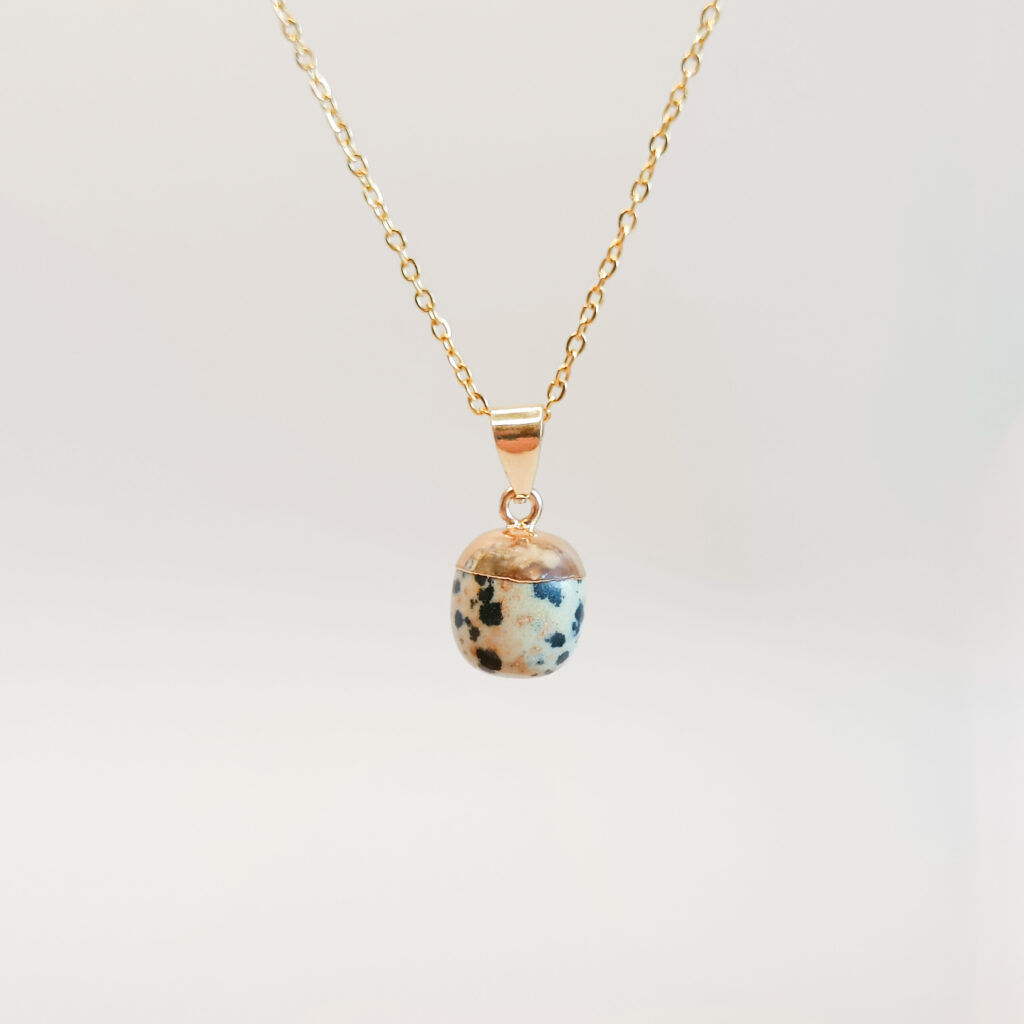 Ronde Hanger Ketting | Dalmatiër Jaspis