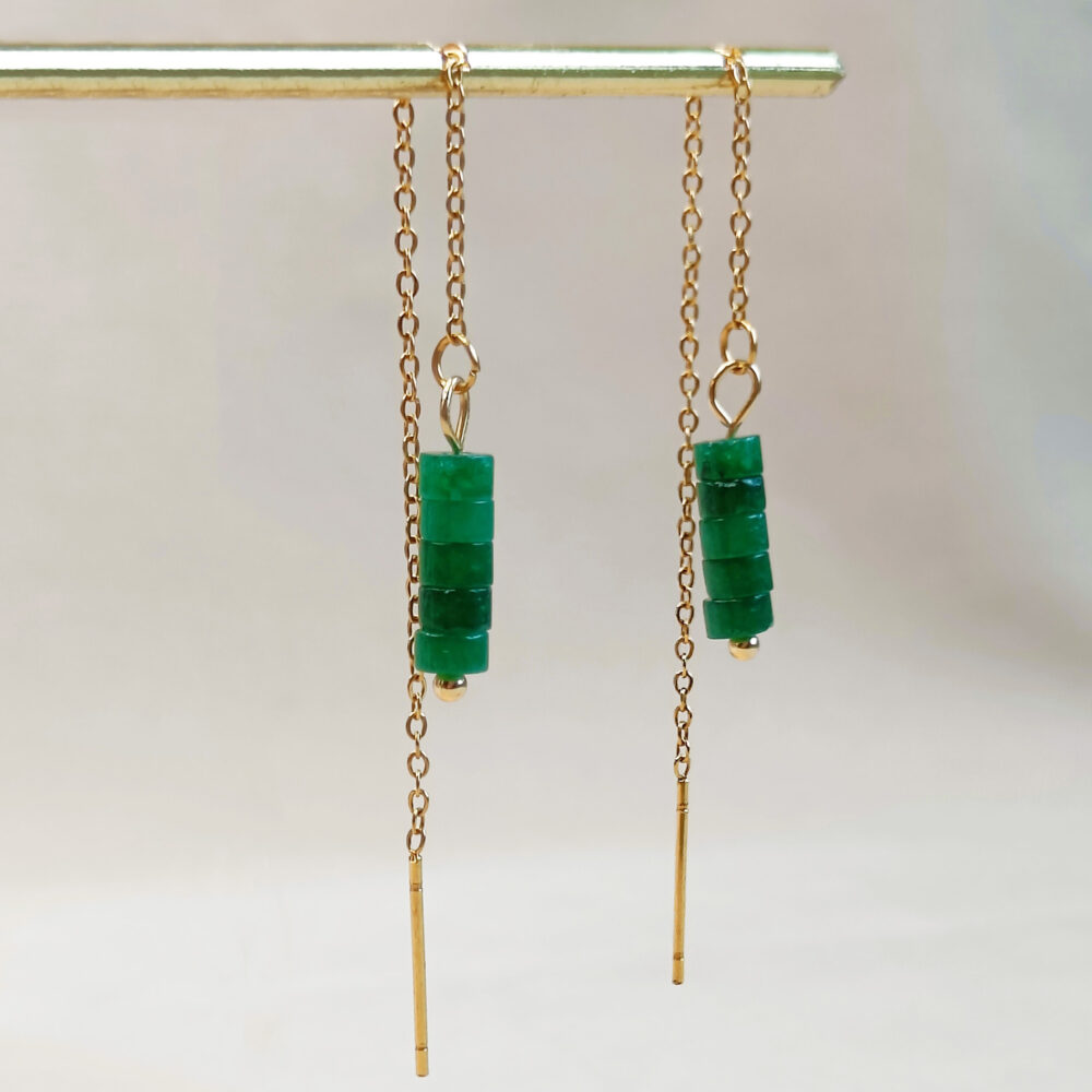 Groene Jade Oorbellen Goud