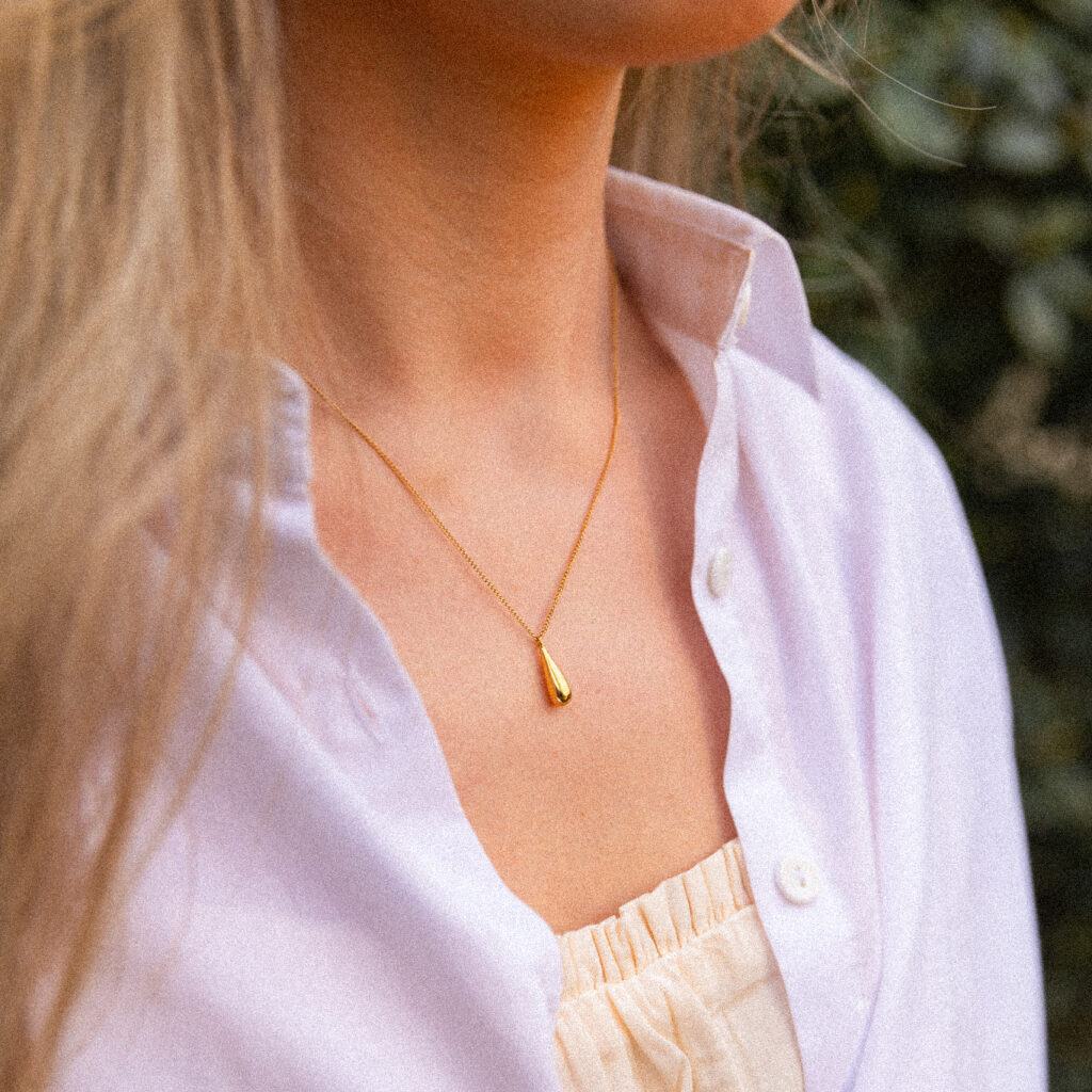 ketting druppel hanger goud