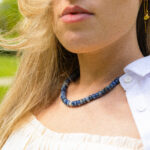 donkerblauwe ketting gold filled