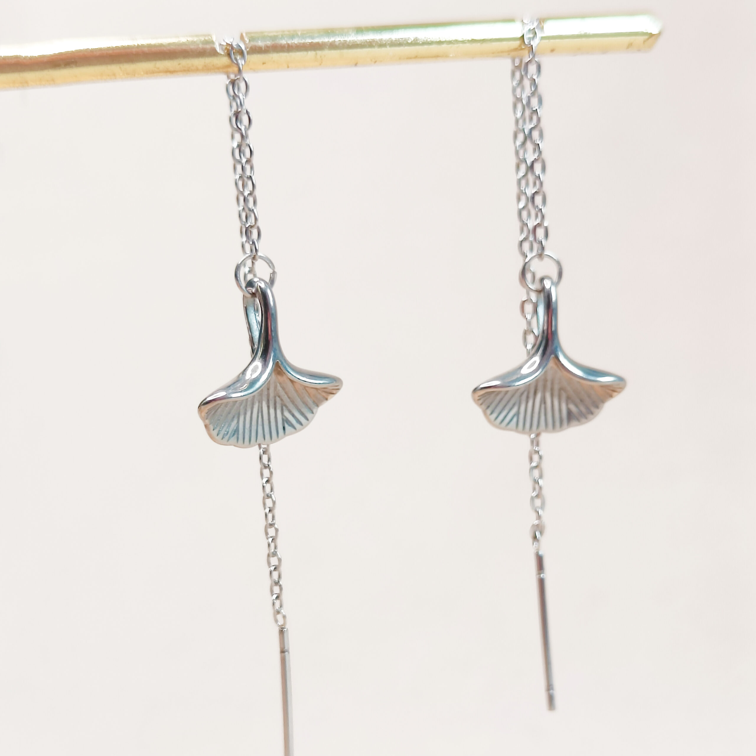 ginkgo oorbellen zilver