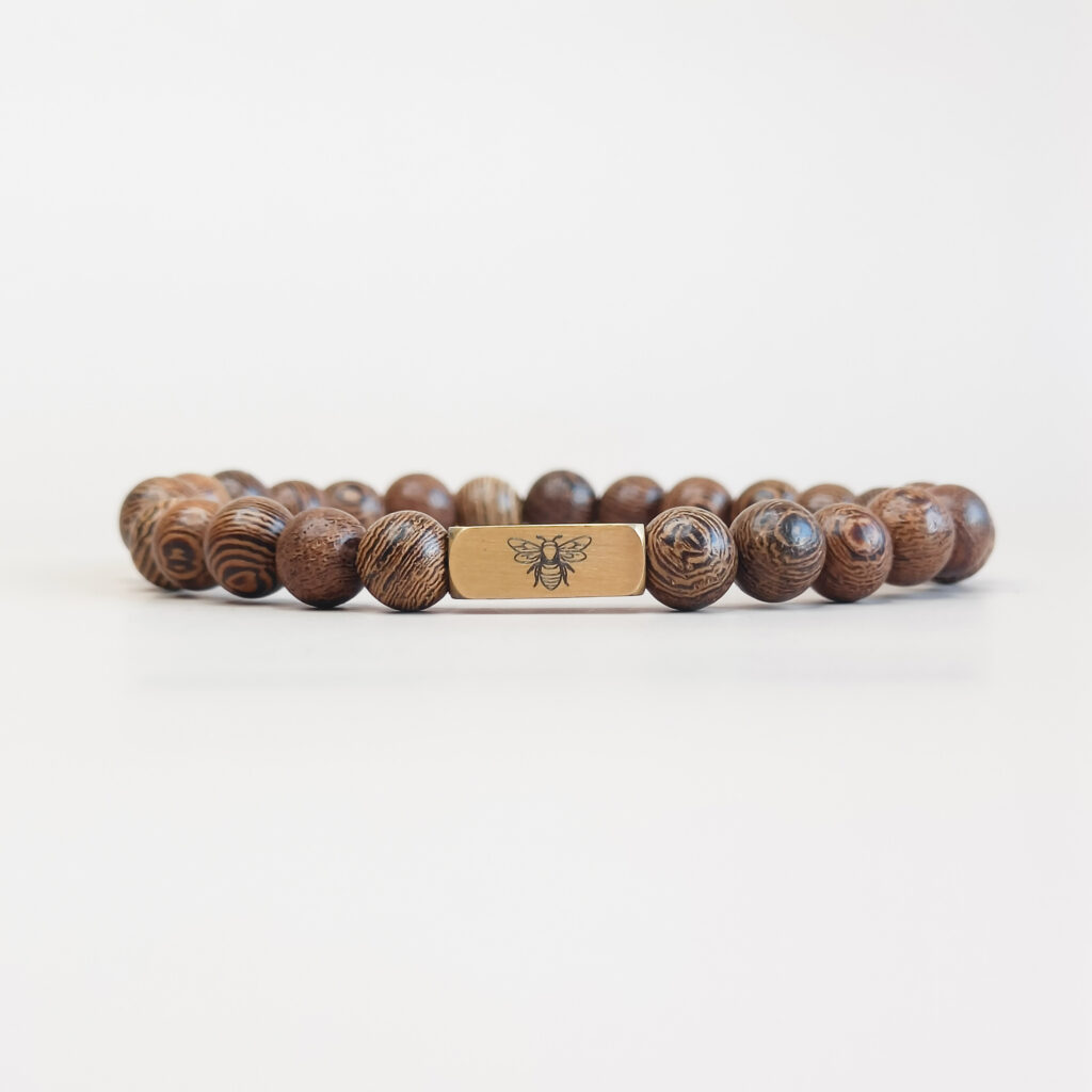 donkerbruine houten herenarmband