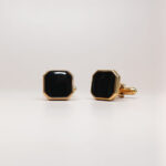 Vierkante manchetknopen zwart goud