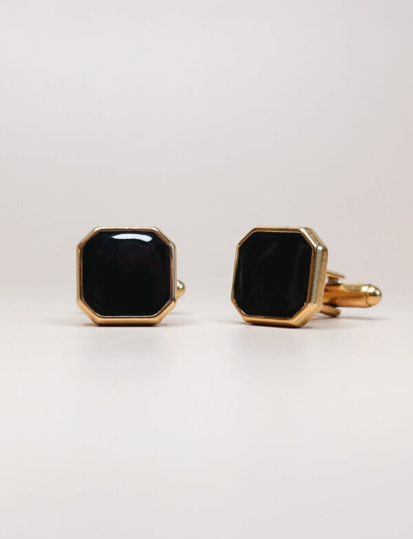 Vierkante manchetknopen zwart goud
