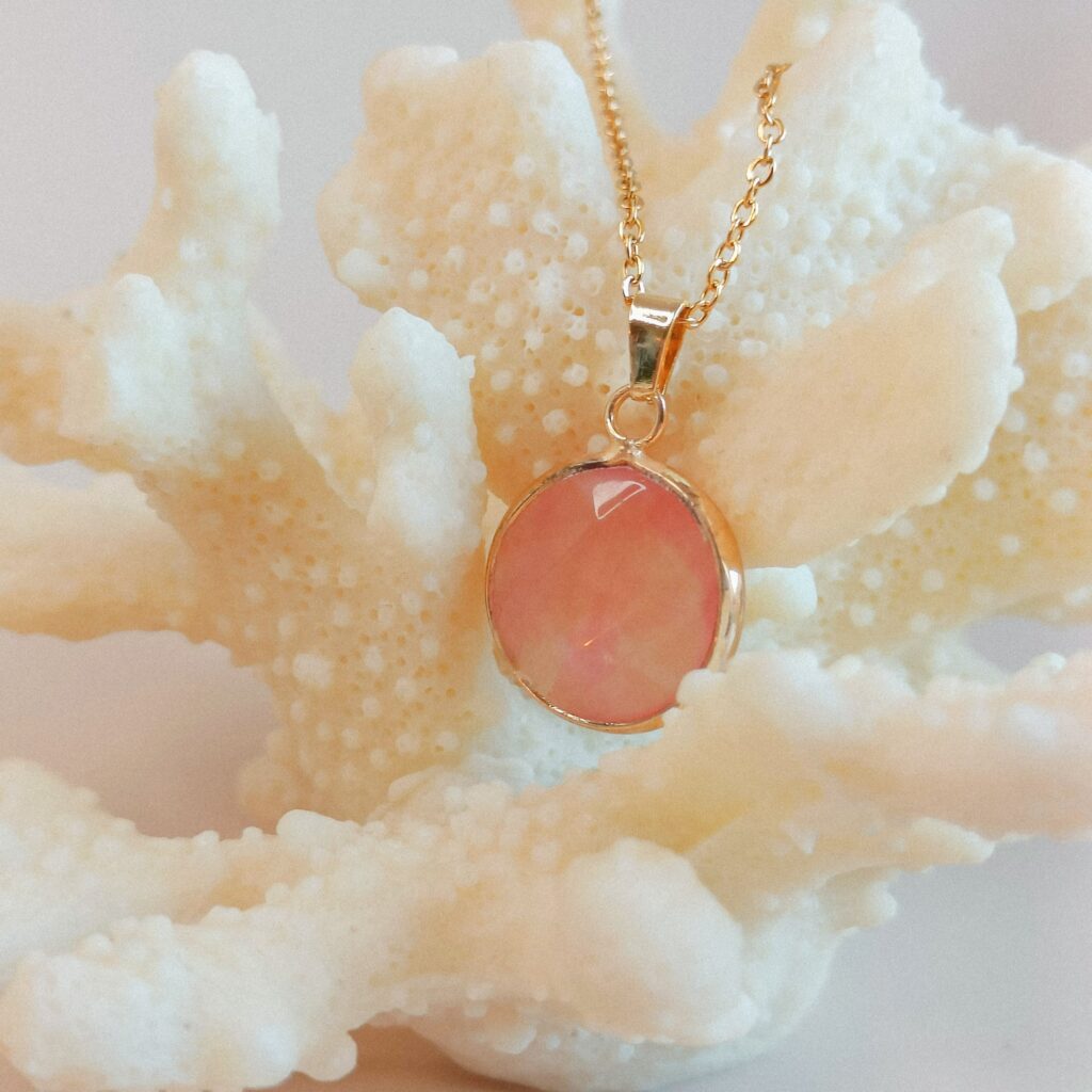 Disc Hanger Ketting | Watermeloen Kwarts