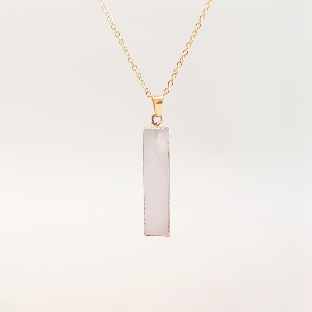 Brick Hanger Ketting | Rozenkwarts