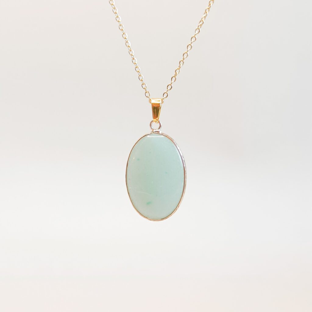 Ovaal Hanger Ketting | Groene Jade