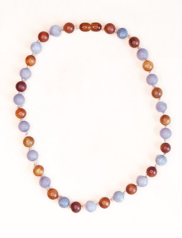 Geknoopte Houten Kinderketting | Chalcedoon