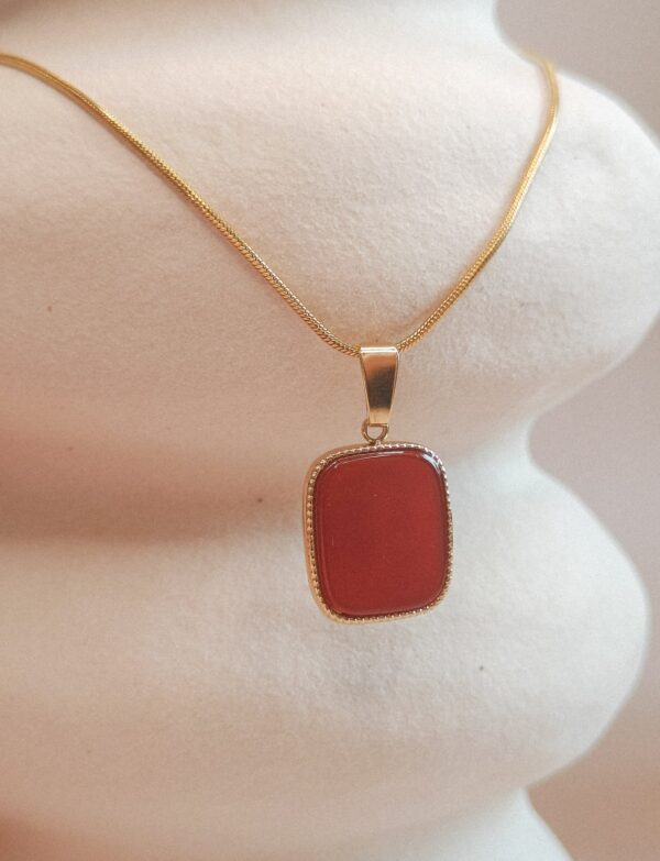 Medaillon Ketting | Rood Agaat