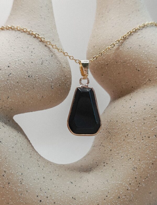 Facet Hanger Ketting | Zwart Agaat