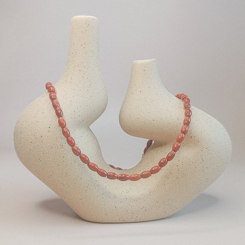 Mini Ovalis Ketting | Rode Jaspis