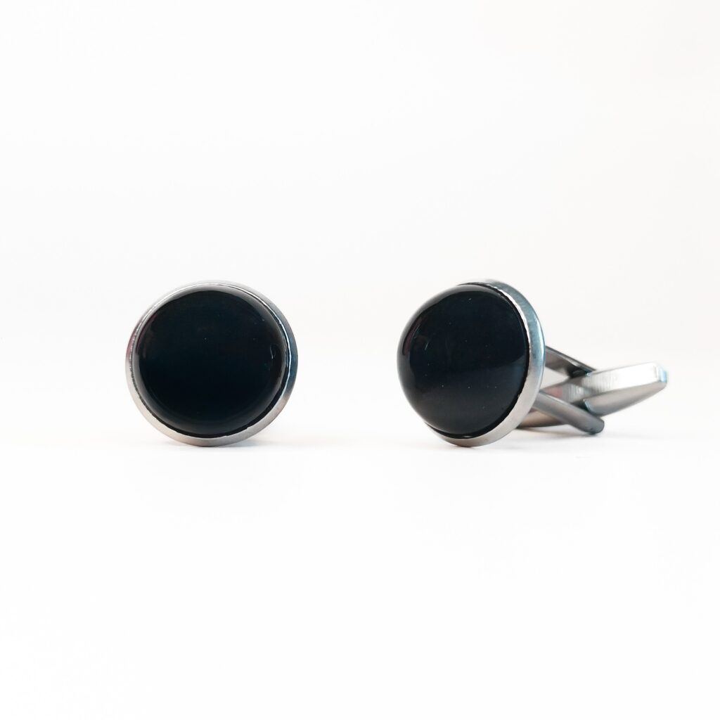 Zwart Agaat Manchetknopen | Zilver