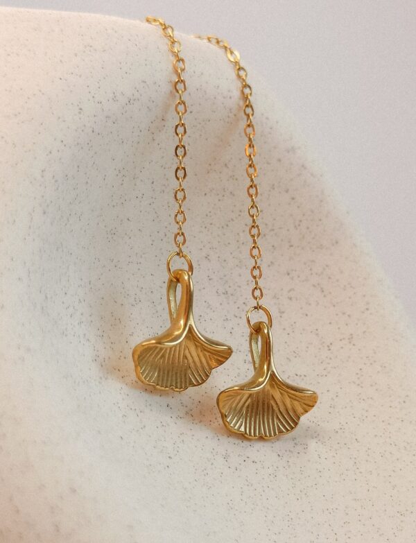 Ginkgo Threader Oorbellen | Goud